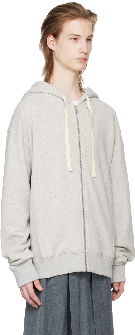 Jil Sander Gray Zip-Up Hoodie Jil Sander