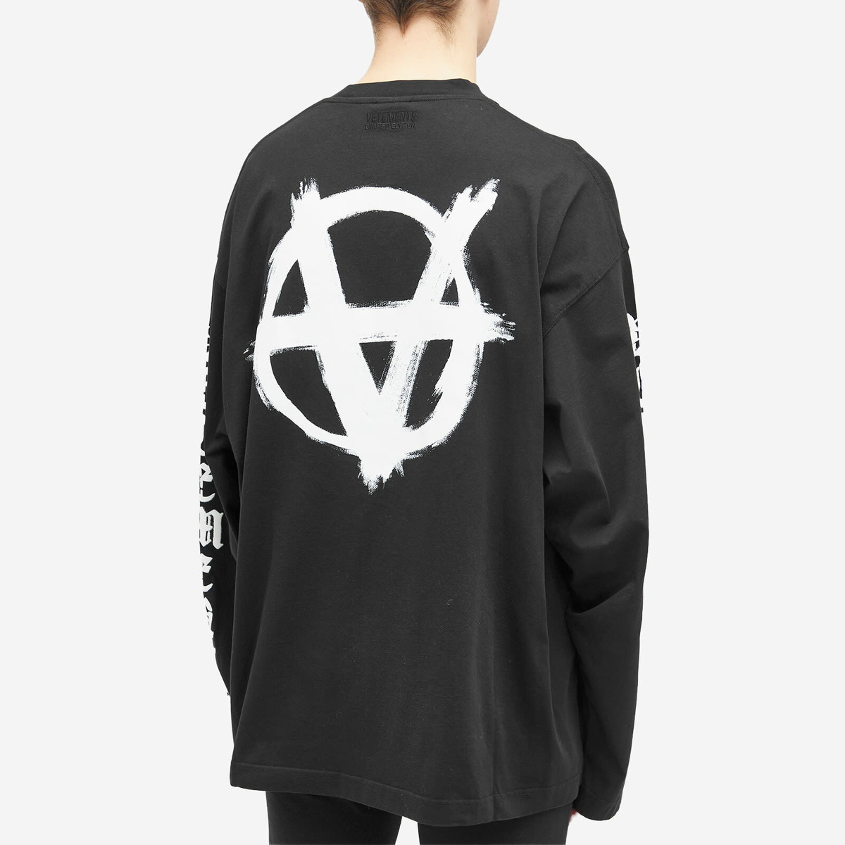Vetements Men's Double Anarchy Long Sleeve T-Shirt in Black Vetements