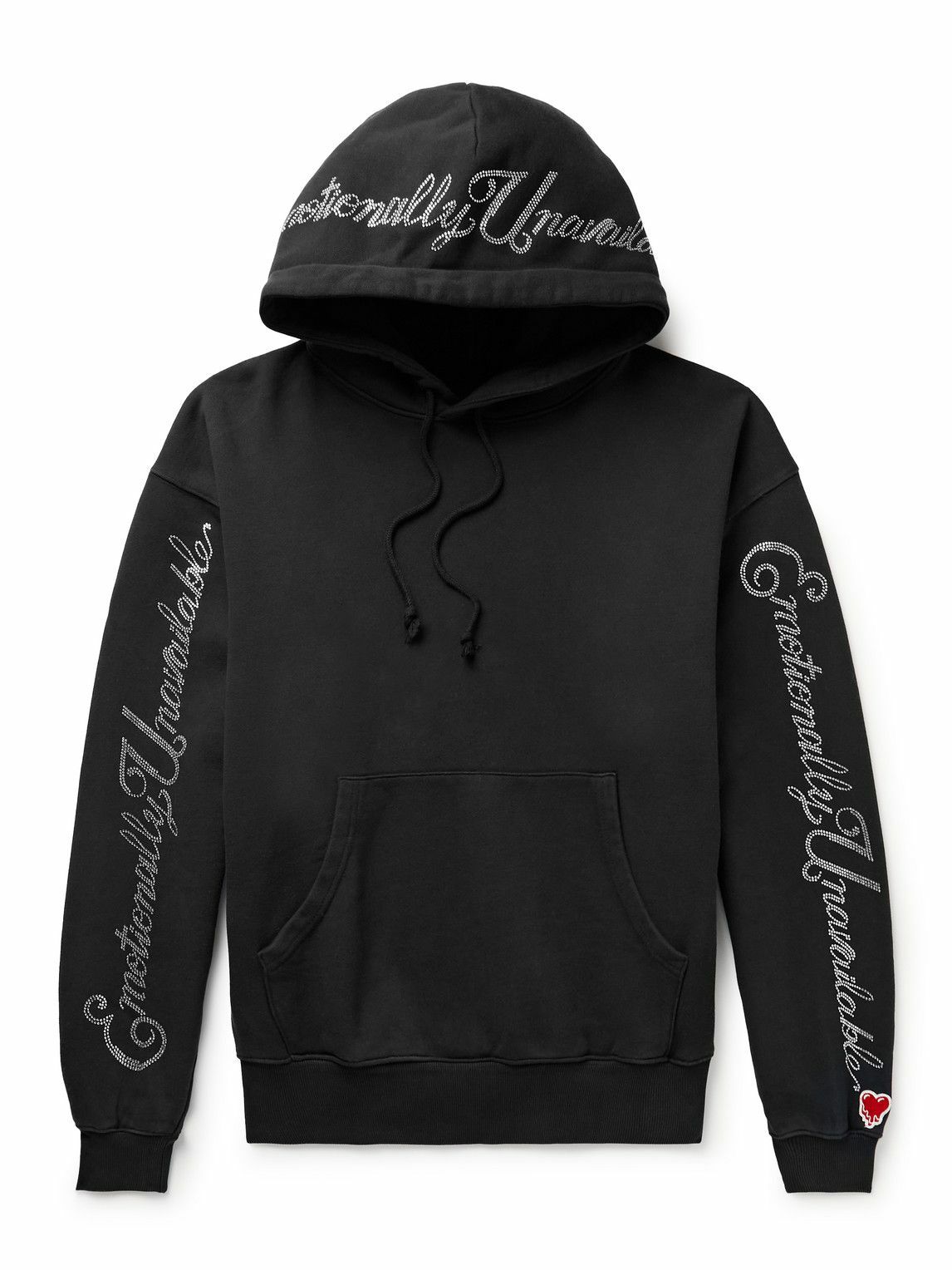 Emotionally Unavailable - Crystal-Embellished Cotton-Jersey Hoodie