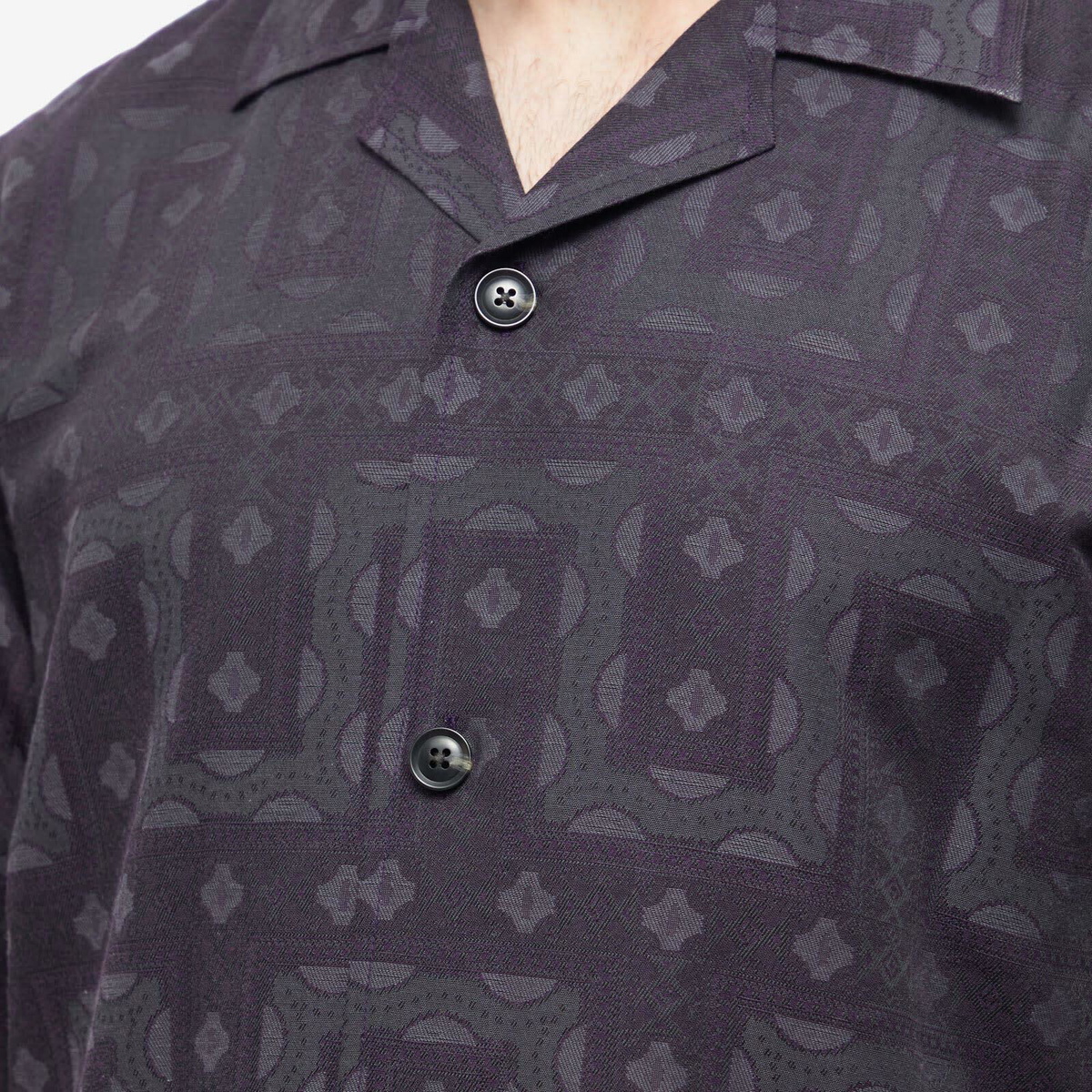 Needles Men's Ethnic Jacquard Cabana Vacation Shirt in Charcoal