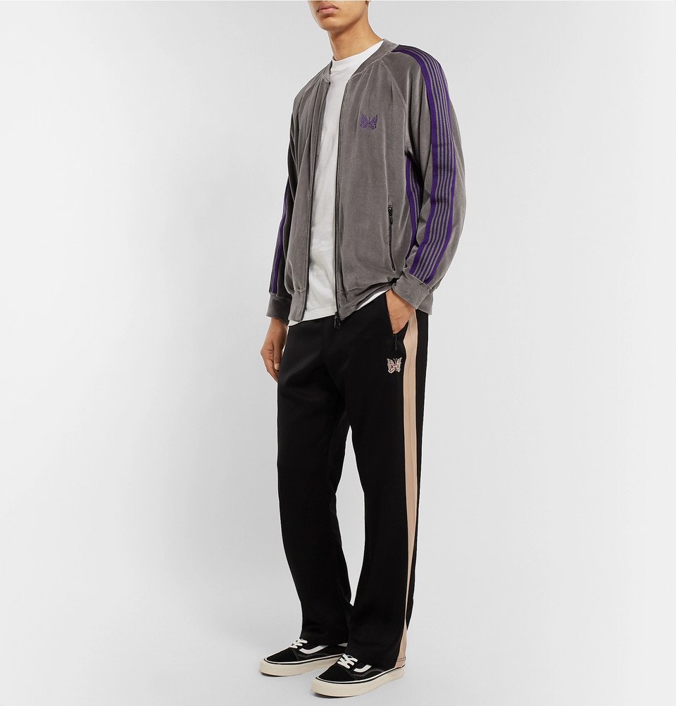 Needles - Striped Cotton-Blend Velour Jacket - Gray Needles