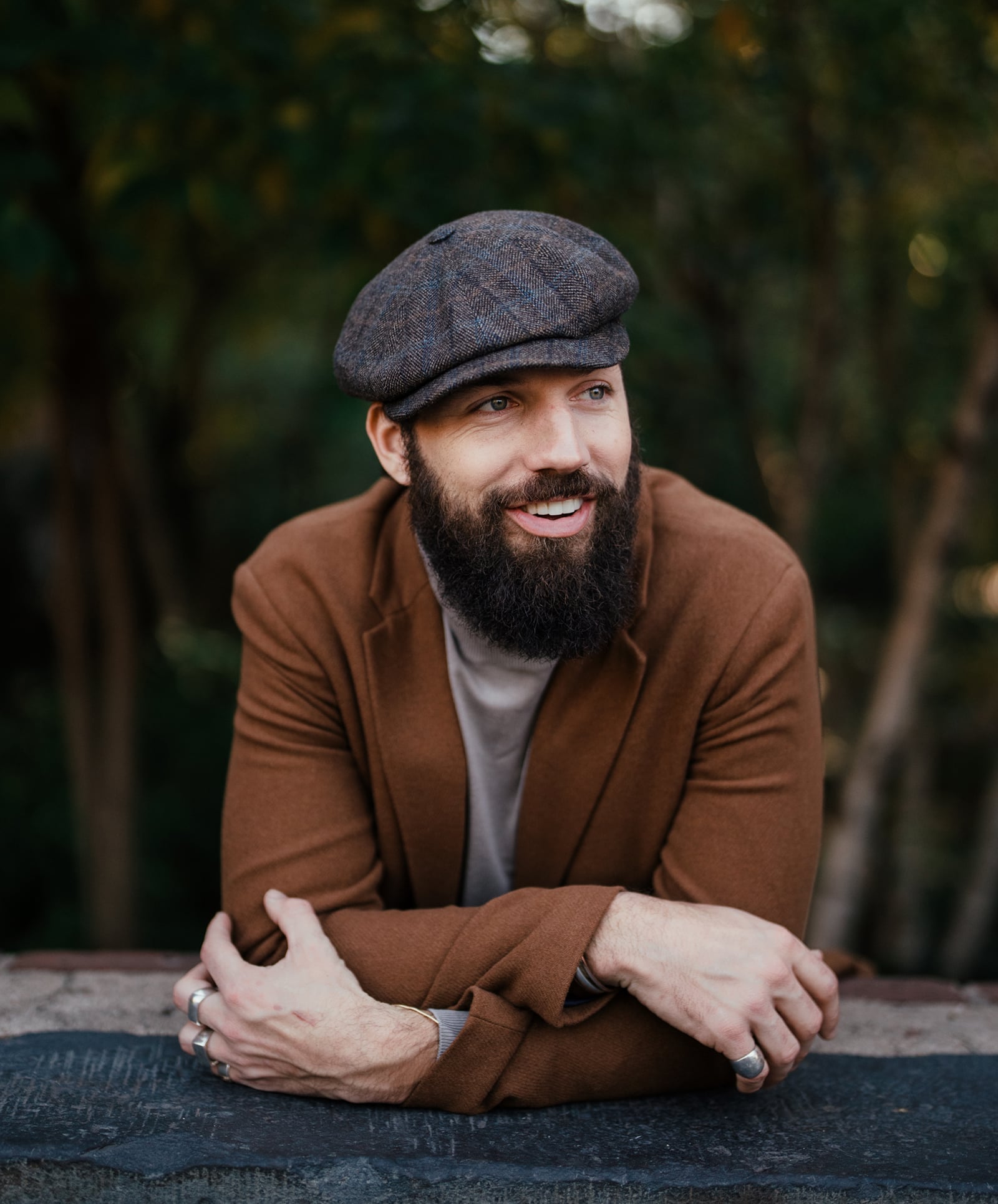 Wool Gatsby - Brown herringbone windowpane - Worth and Worth