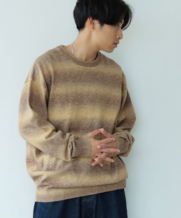 BEAMS（ビームス）【タイムセール】フェード ボーダー クルーネック