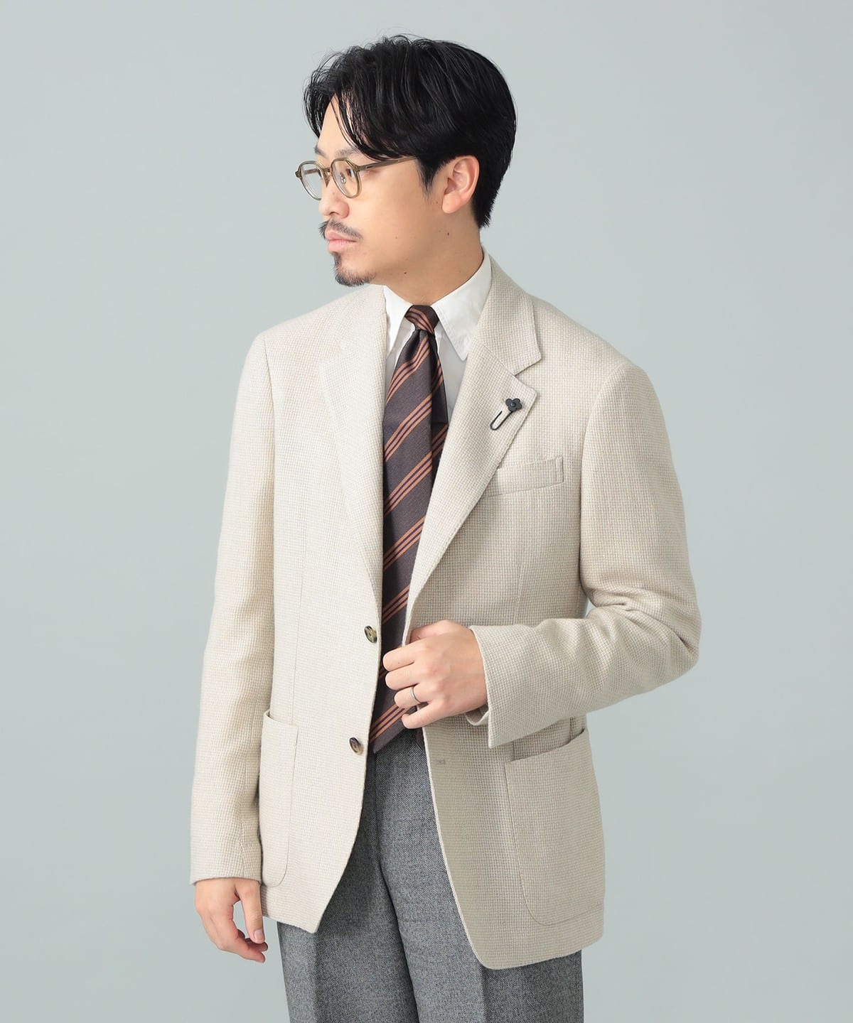 BEAMS F（ビームスF）LARDINI / ROMA ミックスファブリック バスケット