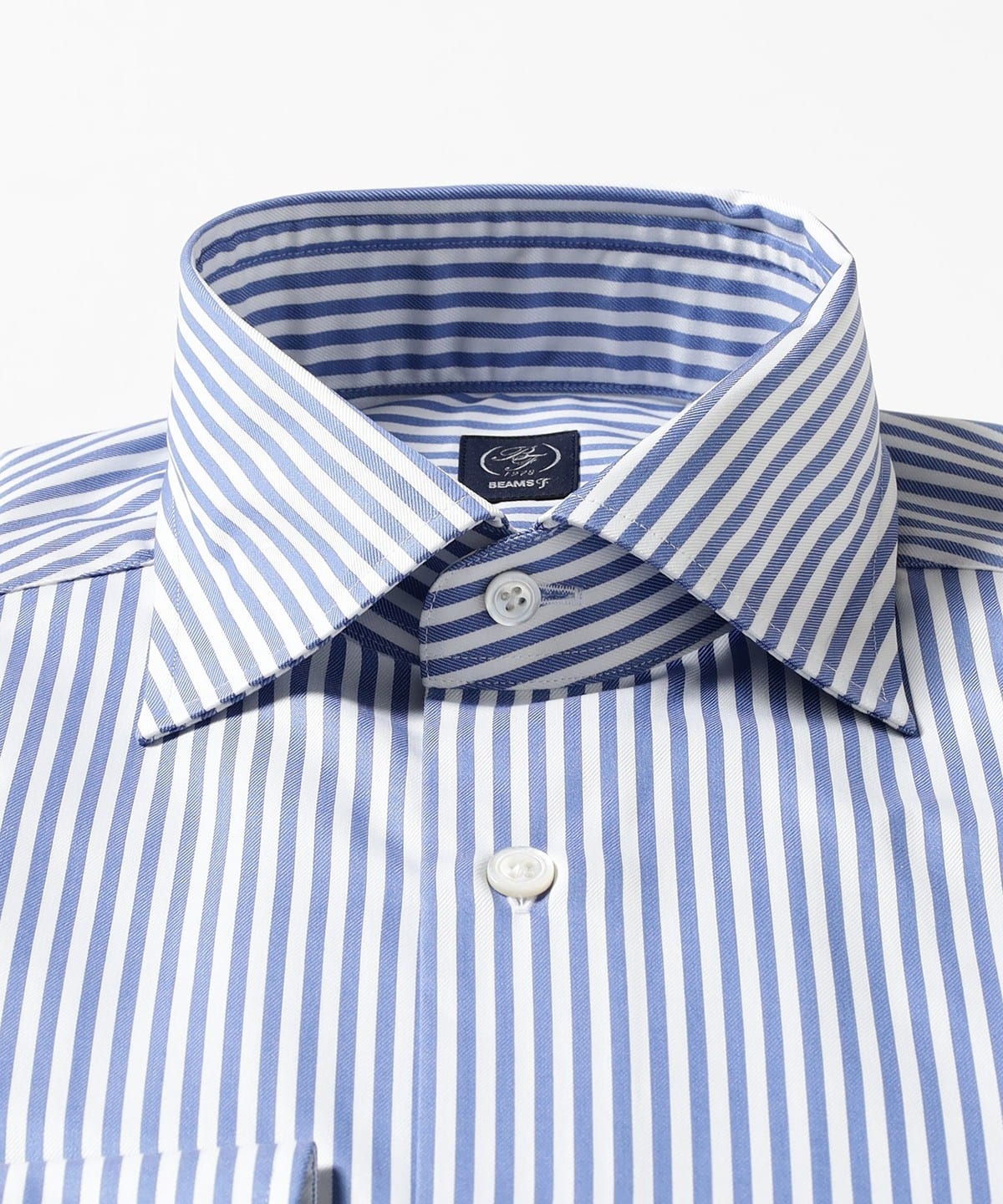 BEAMS F（ビームスF）コットン ロンドンストライプ ワイドカラーシャツ