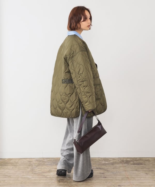 Ray BEAMS（レイ ビームス）キルティング ノーカラー ブルゾン（コート