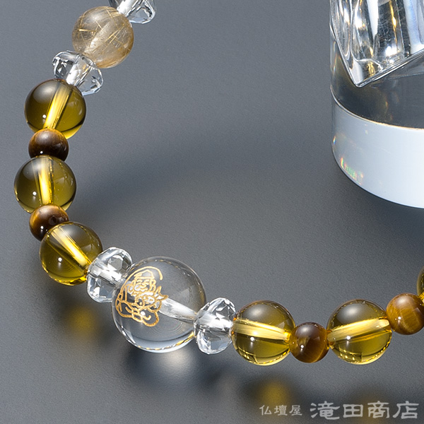 特選腕輪念珠 天然石ブレスレット 恵比寿・大黒天彫りブレス 本水晶