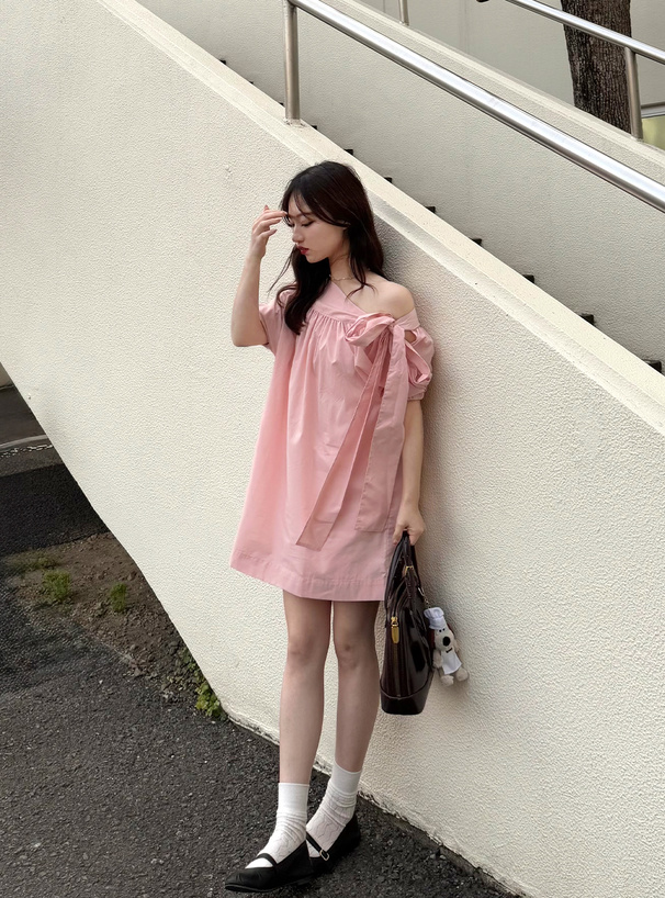 オフショルダーサイドリボンミニワンピース[an1561] | レディース