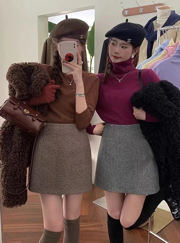 インパン付き千鳥格子チェック台形スカート[ac1834] | レディース