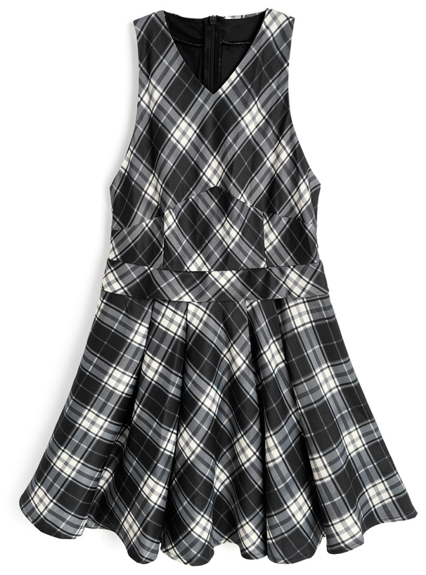 shellerノースリーブミニワンピース グレー チェック柄 sheller