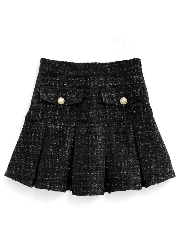 インパン裏地付きラメツイードプリーツミニスカート[at2353
