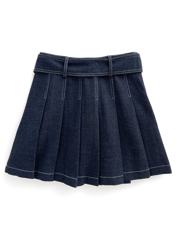 インパン裏地ベルト付きプリーツデニムスカート[at2372] | レディース