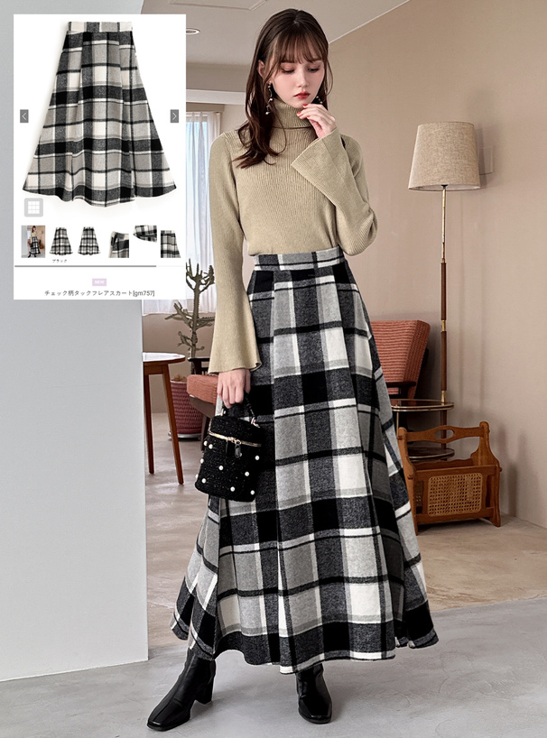 TITLEIST チェック柄 ハイネック長袖シャツ スカートセット TITLEIST