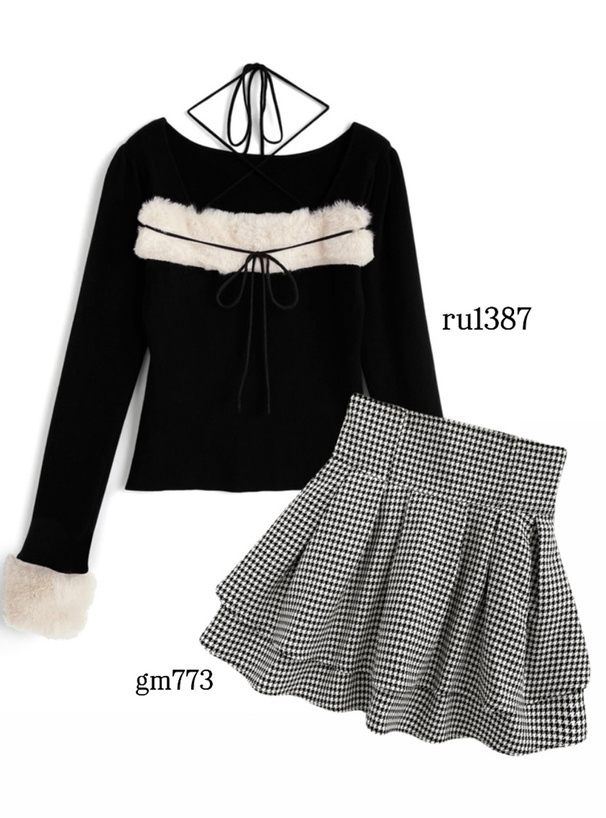 インパン裏地付き千鳥柄フレアミニスカート[gm773] | レディース