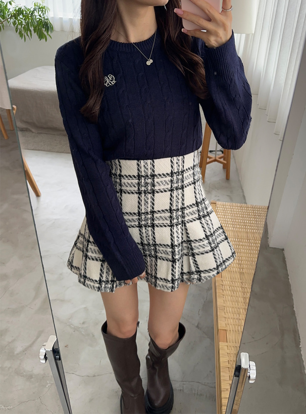 インパン裏地付チェック柄ツイードミニスカート[gm790] | レディース