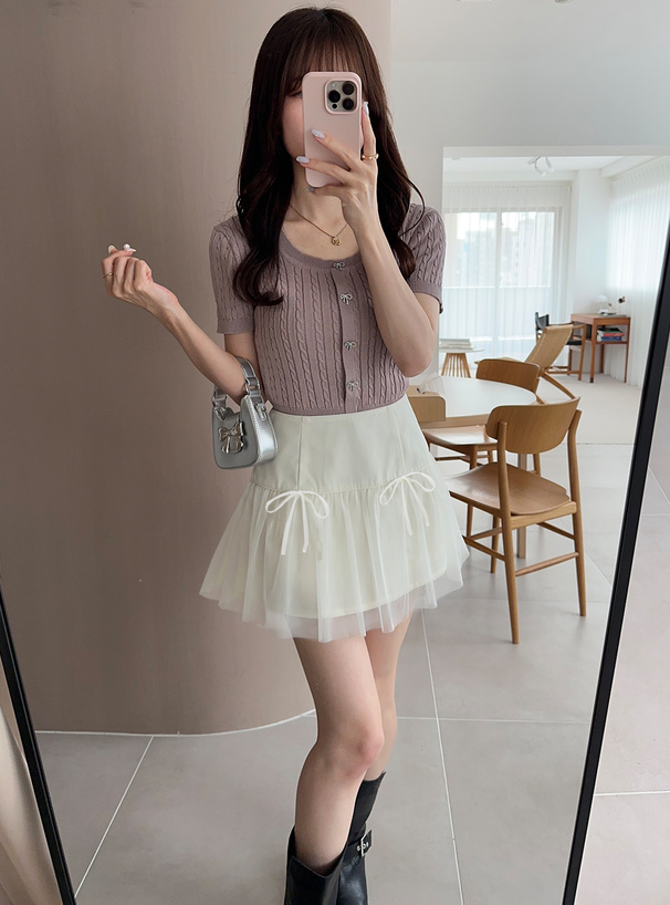 インパン裏地付きリボンチュールミニスカート[gn284] | レディース
