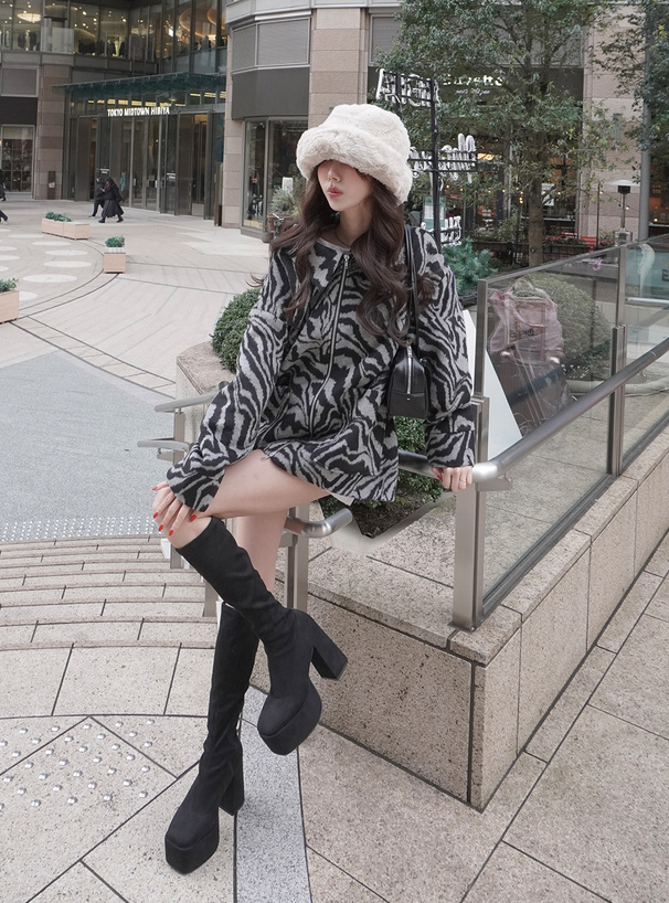 ゼブラ柄ダブルジップジャケット[gc277] | レディースファッション通販