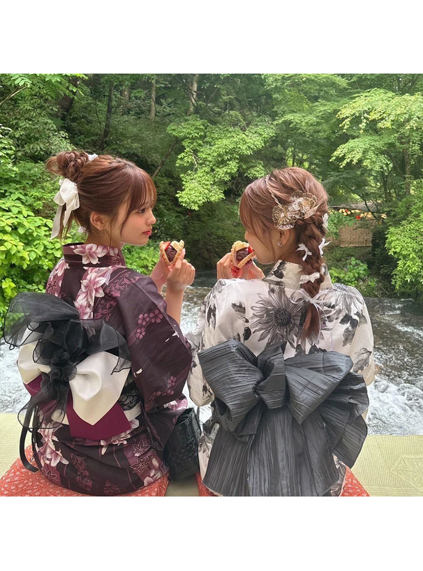 モノトーンひまわり浴衣セット[gi1507] | レディースファッション通販