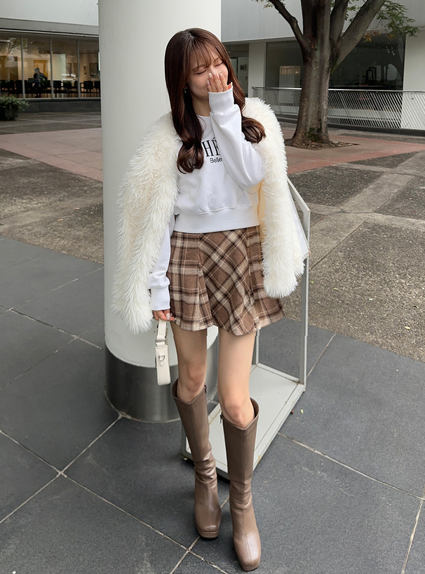 インパン裏地付きチェック柄ミニスカート[dk1333] | レディース