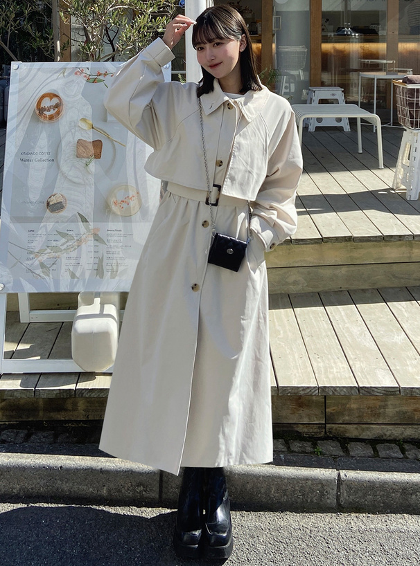 襟2Wayベルト付きロングコート[fo1855] | レディースファッション通販