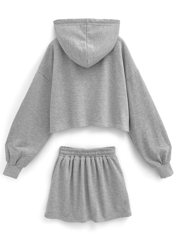 FILA フード付きパーカーとスカートセット グレー ロゴパーカー×ミニ