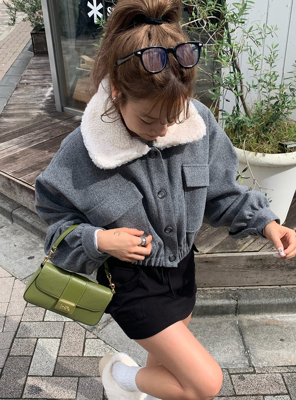 ボア襟ショート丈ジャケット[kz569] | レディースファッション通販の