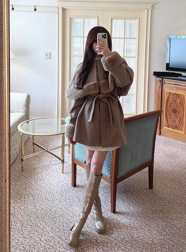 マルチWayファーケープ付きショート丈コート[kz573] | レディース