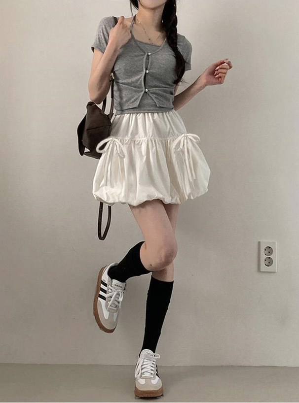 インパン裏地付きリボンバルーンミニスカート[kz524] | レディース