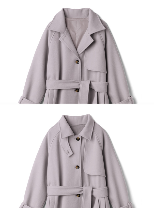 リボンベルト付きフェイクウールトレンチコート[k9049x] | レディース