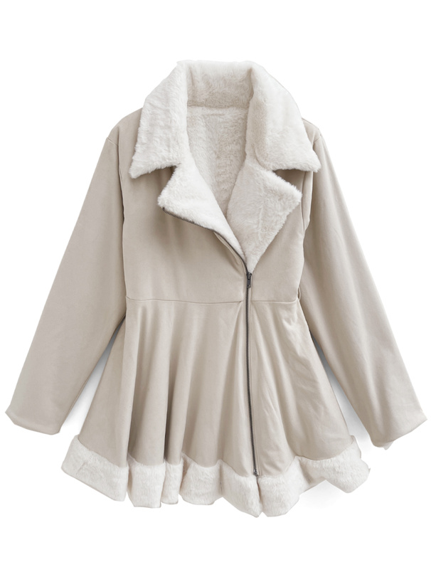 リボンベルト付ファーボリュームフレアコート[k9334f] | レディース