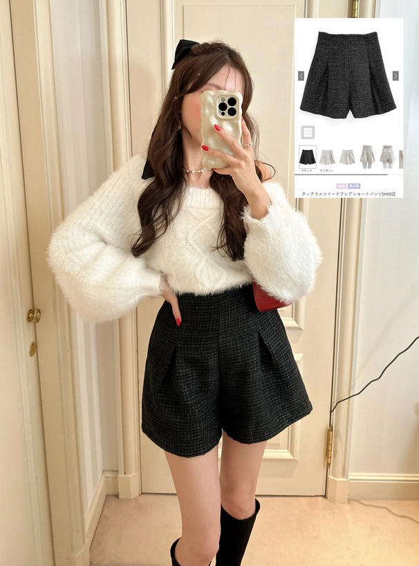 タックラメツイードフレアショートパンツ[mh32] | レディース