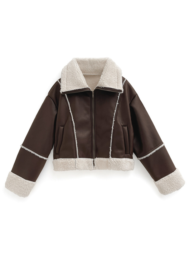 襟2Wayレザームートンブルゾン[nk76] | レディースファッション通販の