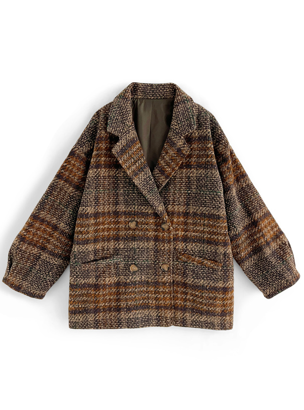 チェック柄ダブルボタンコート[snk977] | レディースファッション通販