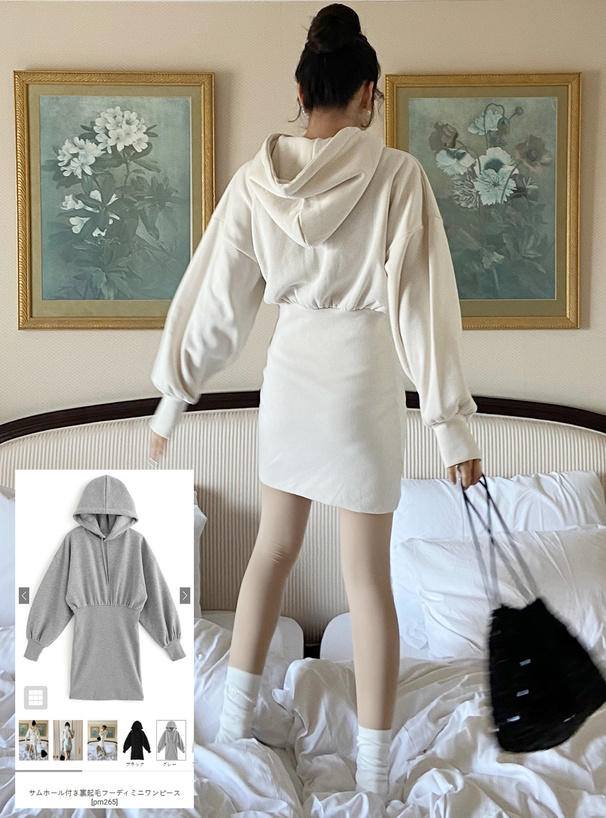 即購入可！amerge フーディーワンピース / ミニワンピ 韓国コーデ 楽天