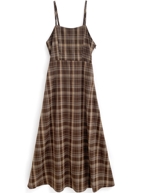 チェック柄バッグリボンロングワンピース[pu41] | レディース