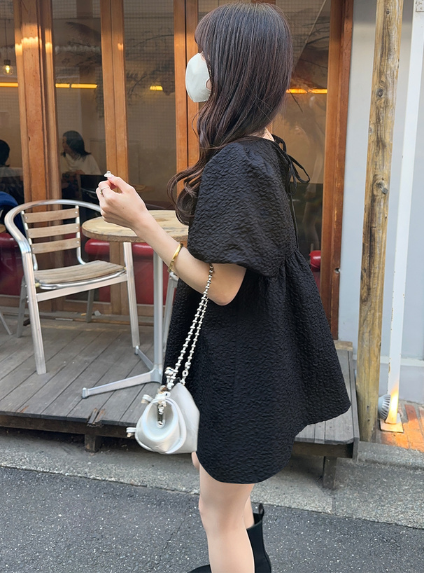 エンボスバルーンスリーブミニワンピース[pp128] | レディース