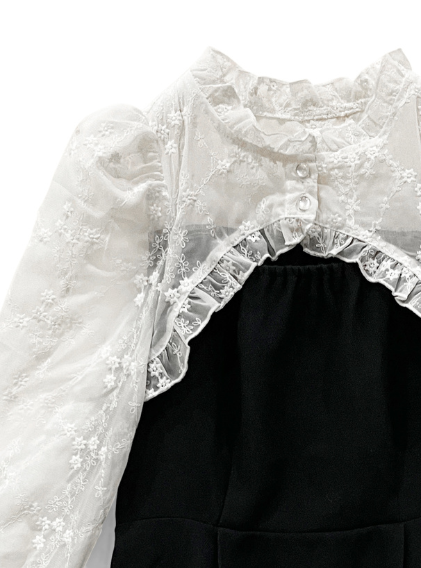 花柄刺繍ボレロドッキングミニワンピース[tu455] | レディース