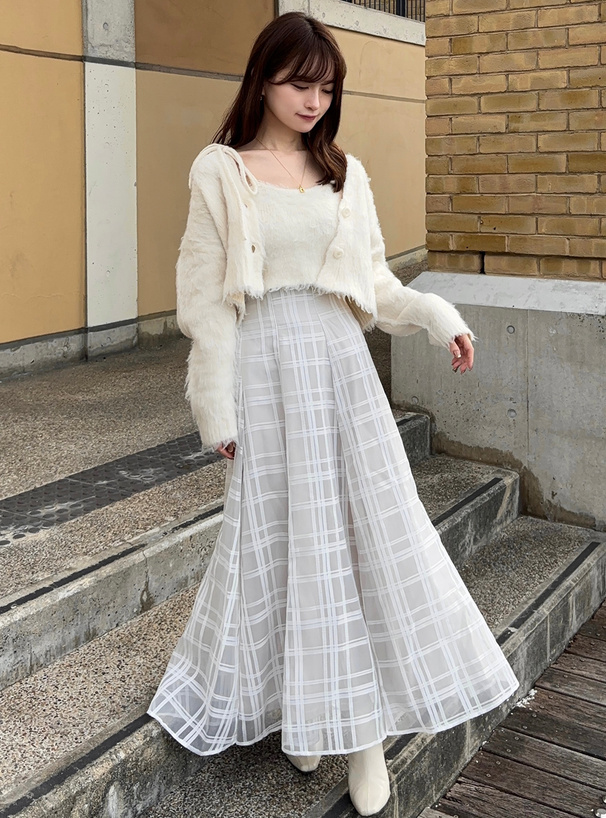 チェック柄シアーフレアスカート[tu1082] | レディースファッション