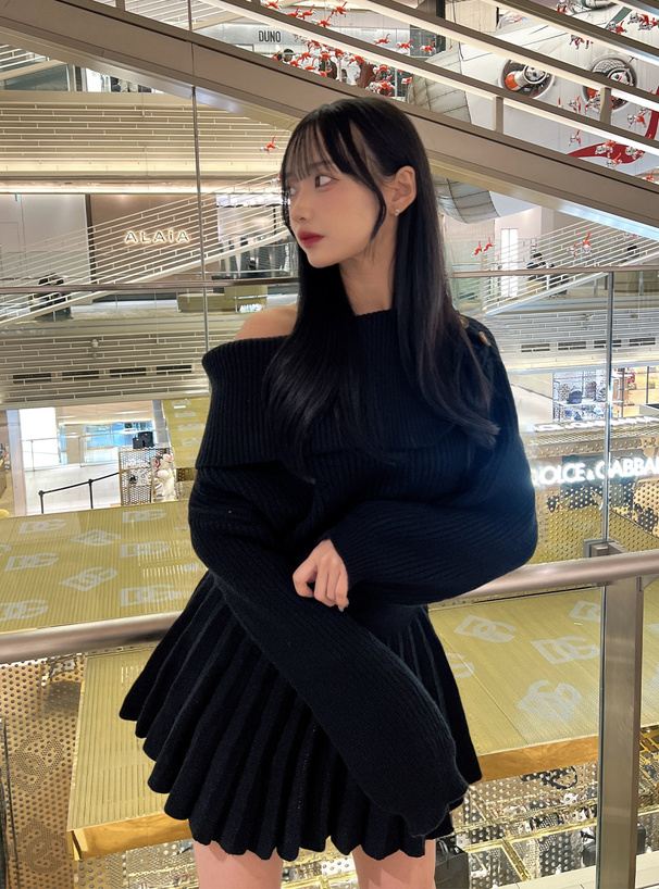 andwang シャツ プリーツド ミニワンピース 01 Uniform Pleated Mini