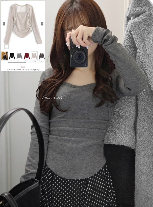 スクエアネックサイドタックトップス[yz644] | レディースファッション