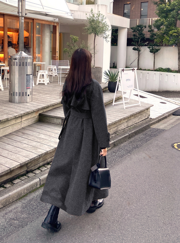 襟3Wayベルト付きフェイクウールトレンチコート[ze783] | レディース