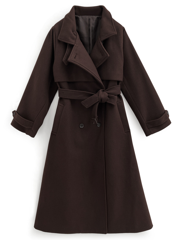 襟2Wayフェイクウールトレンチコート[ze845] | レディースファッション