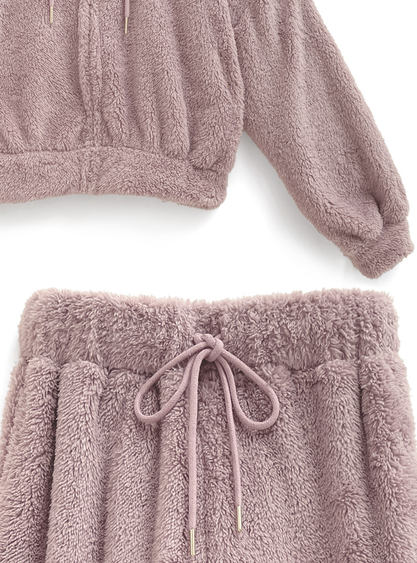 フードジップパーカー×ロングパンツボアセットアップ[ze882