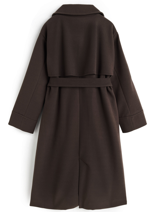 ベルト付きフェイクウールロングチェスターコート[ze935] | レディース