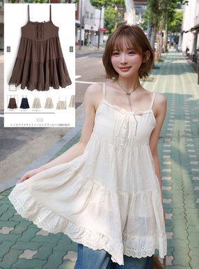 レースフリルキャミソールミニワンピース[dk1531] | レディース