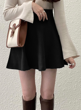 ハイウエストフレアニットミニスカート[dr520] | レディース