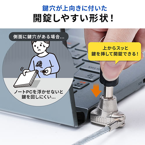 ナノセーバー対応セキュリティワイヤー（盗難防止・シリンダ錠