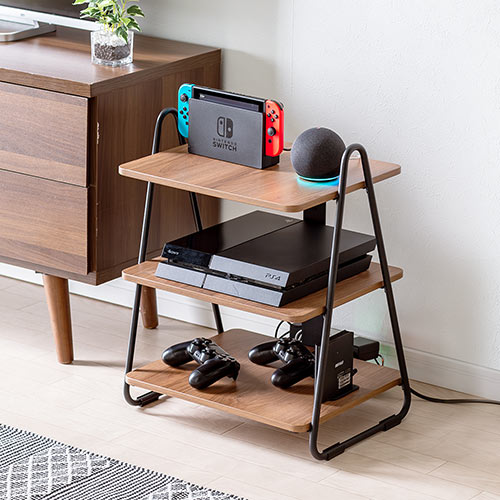 オーディオラック（3段・木製・コンパクト・AV・ゲーム機・ボード
