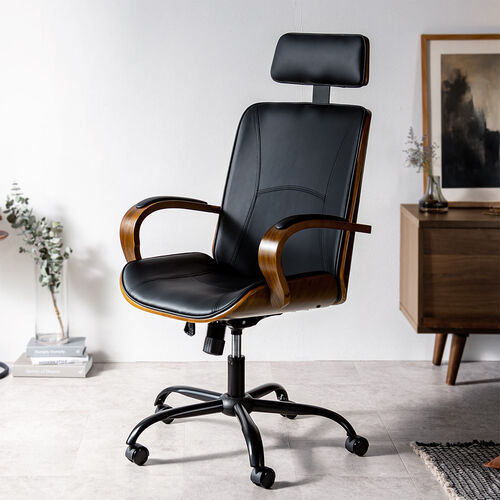 レザーチェア（PUレザー・天然木・ロッキング・ロッキング固定