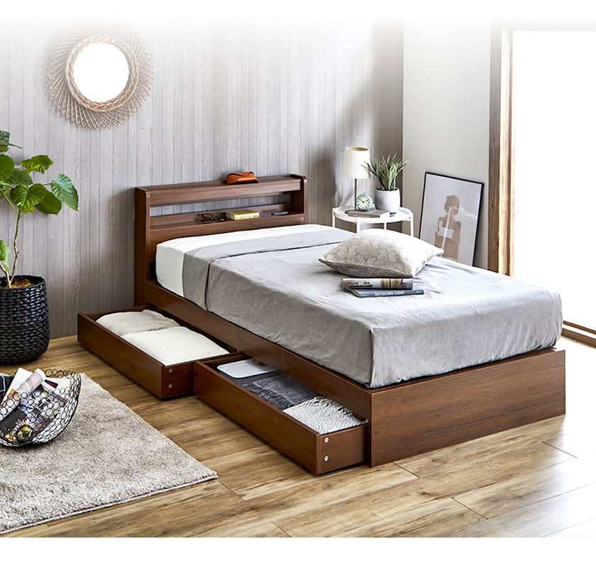 無印 セミダブルベッドフレーム ウォールナット 無印 木製ベッド